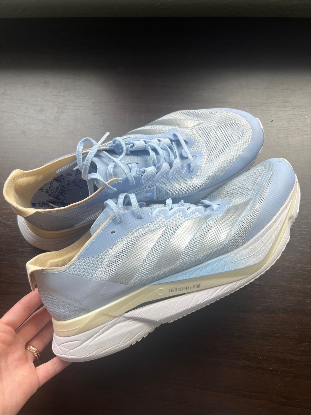 adidas adizero Boston 12 Light Blue & Cream Women's Running Sneakers